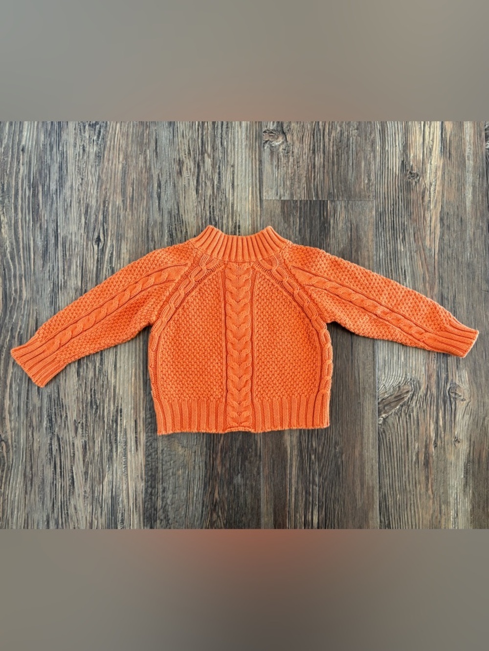 DKNY Cable-Knit Baby Sweater 18-24 Mos Orange Mock Neck Pullover Chunky Preppy - Picture 2 of 10